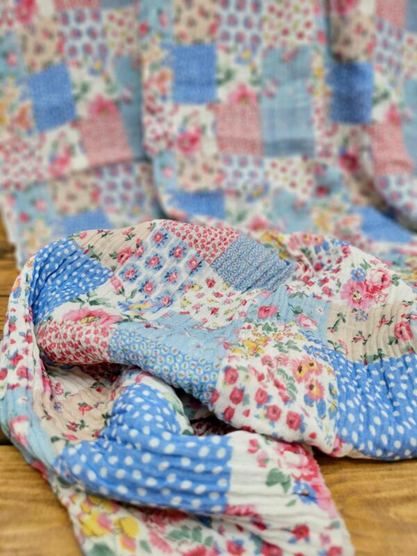 Mavili Vintage Patchwork Müslin Kumaş / ÖN SİPARİŞ