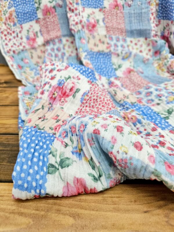 Mavili Vintage Patchwork Müslin Kumaş / ÖN SİPARİŞ