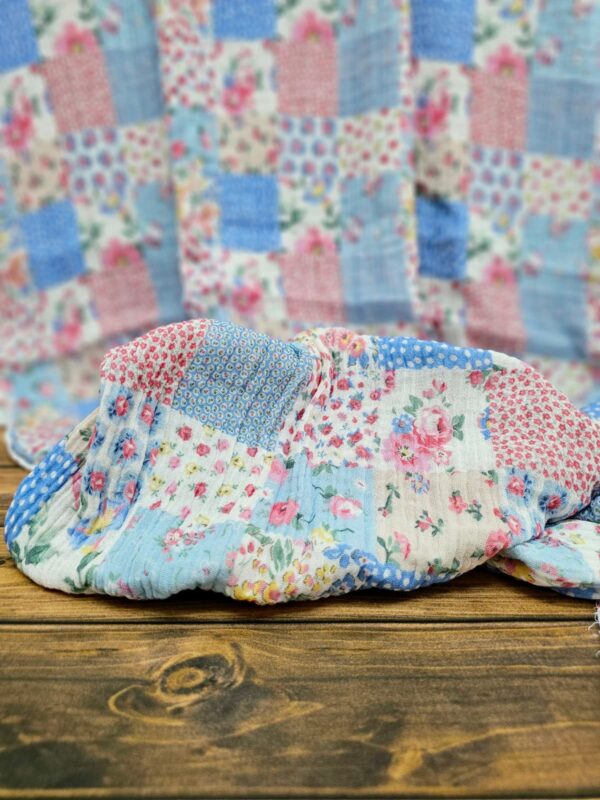 Mavili Vintage Patchwork Müslin Kumaş / ÖN SİPARİŞ